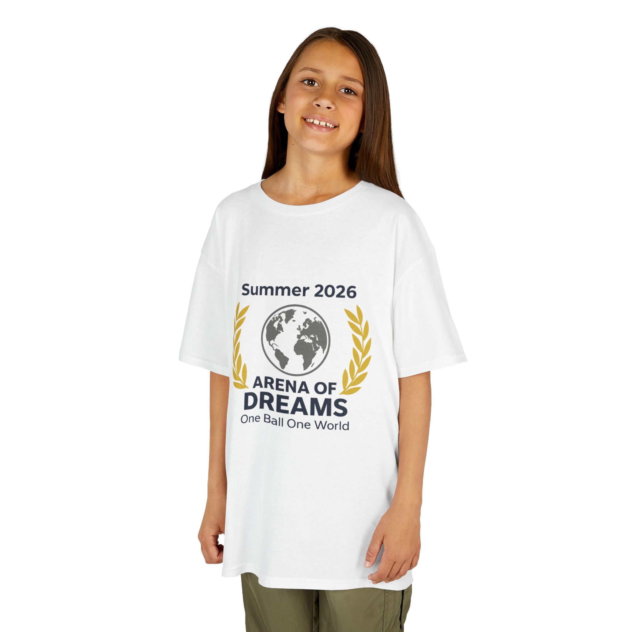 Kids Tee — "Arena of Dreams" Summer 2026 Globe Logo